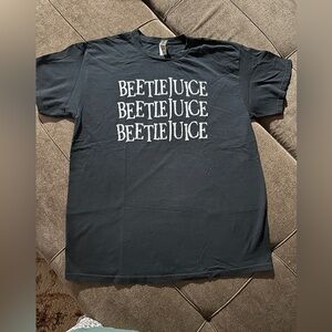 Beetlejuice Black Cotton Tee with White Vinyl Size L